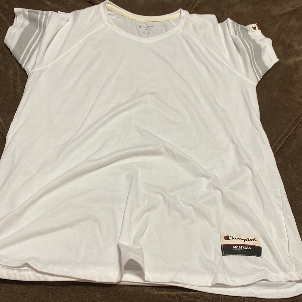 champion white v neck t shirt